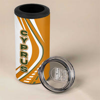Cyprus 4 in 1 Can Cooler Tumbler with Orange White Abstract Streak Design and Flag Emblem - Wonder Print Shop