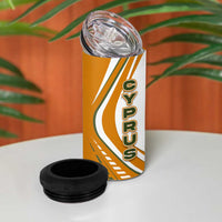 Cyprus 4 in 1 Can Cooler Tumbler with Orange White Abstract Streak Design and Flag Emblem - Wonder Print Shop