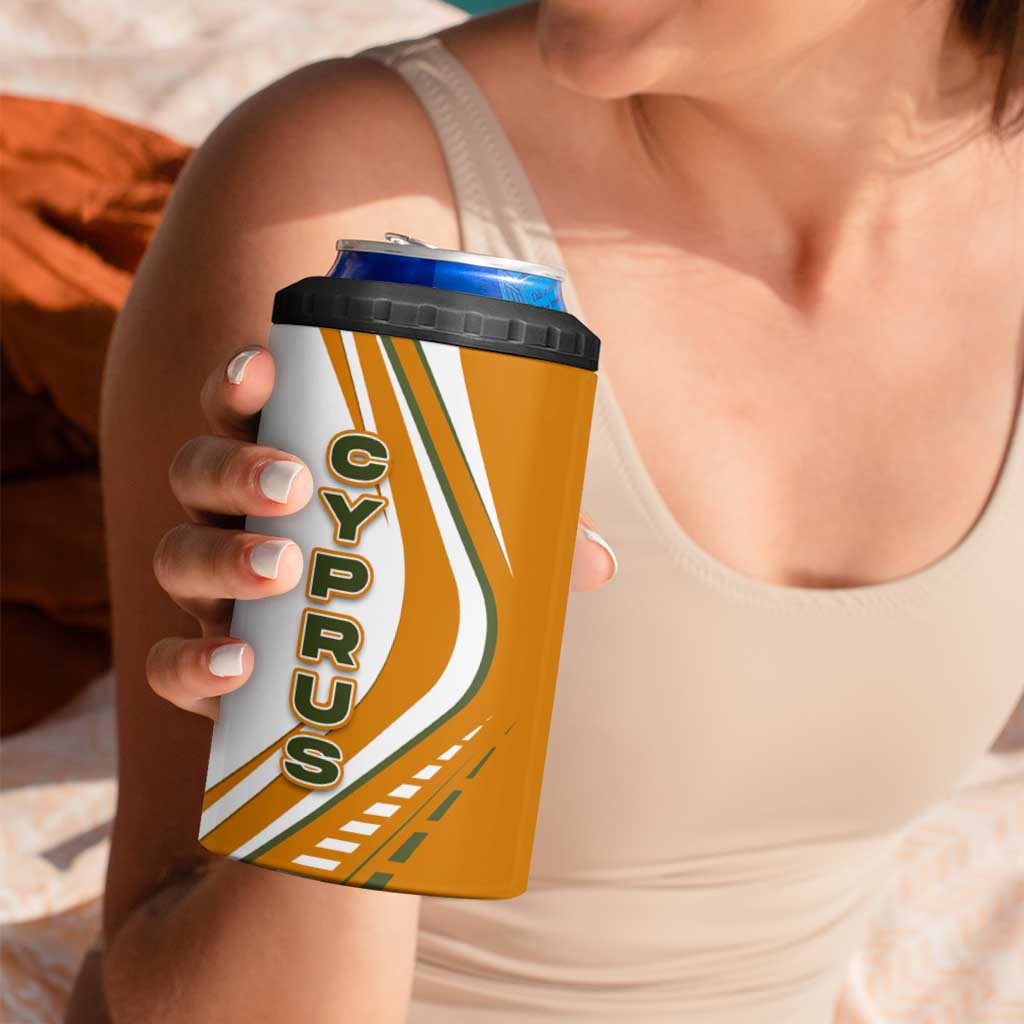 Cyprus 4 in 1 Can Cooler Tumbler with Orange White Abstract Streak Design and Flag Emblem - Wonder Print Shop