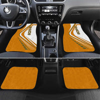 Cyprus Car Mats with Orange White Abstract Streak Design and Flag Emblem - Wonder Print Shop