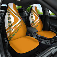 Cyprus Car Seat Cover with Orange White Abstract Streak Design and Flag Emblem - Wonder Print Shop