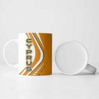Cyprus Ceramic Mug with Orange White Abstract Streak Design and Flag Emblem - Wonder Print Shop