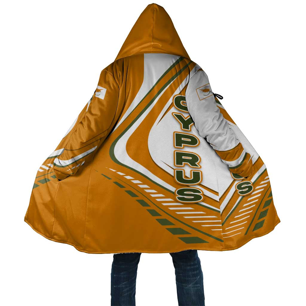 Cyprus Cloak with Orange White Abstract Streak Design and Flag Emblem - Wonder Print Shop