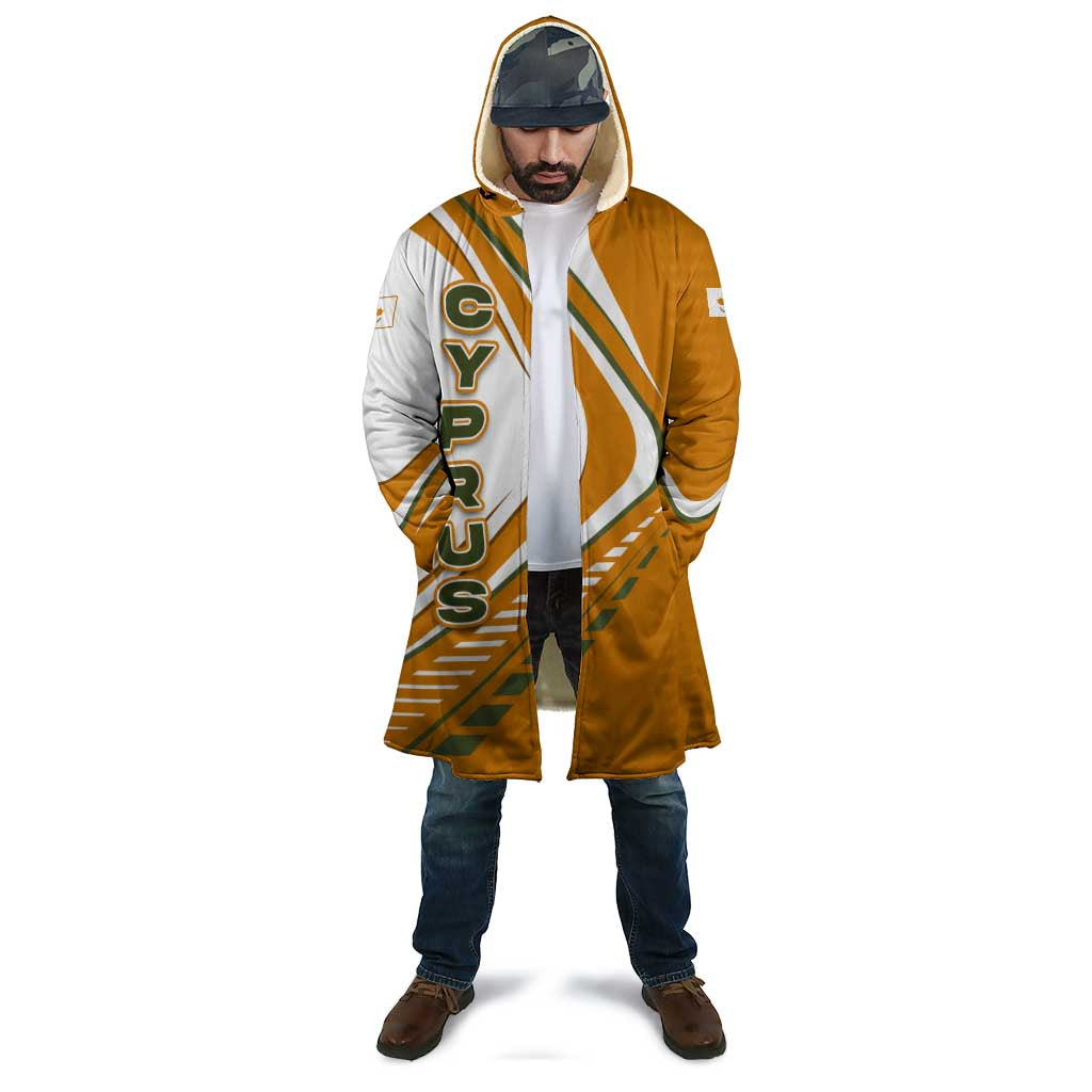 Cyprus Cloak with Orange White Abstract Streak Design and Flag Emblem - Wonder Print Shop