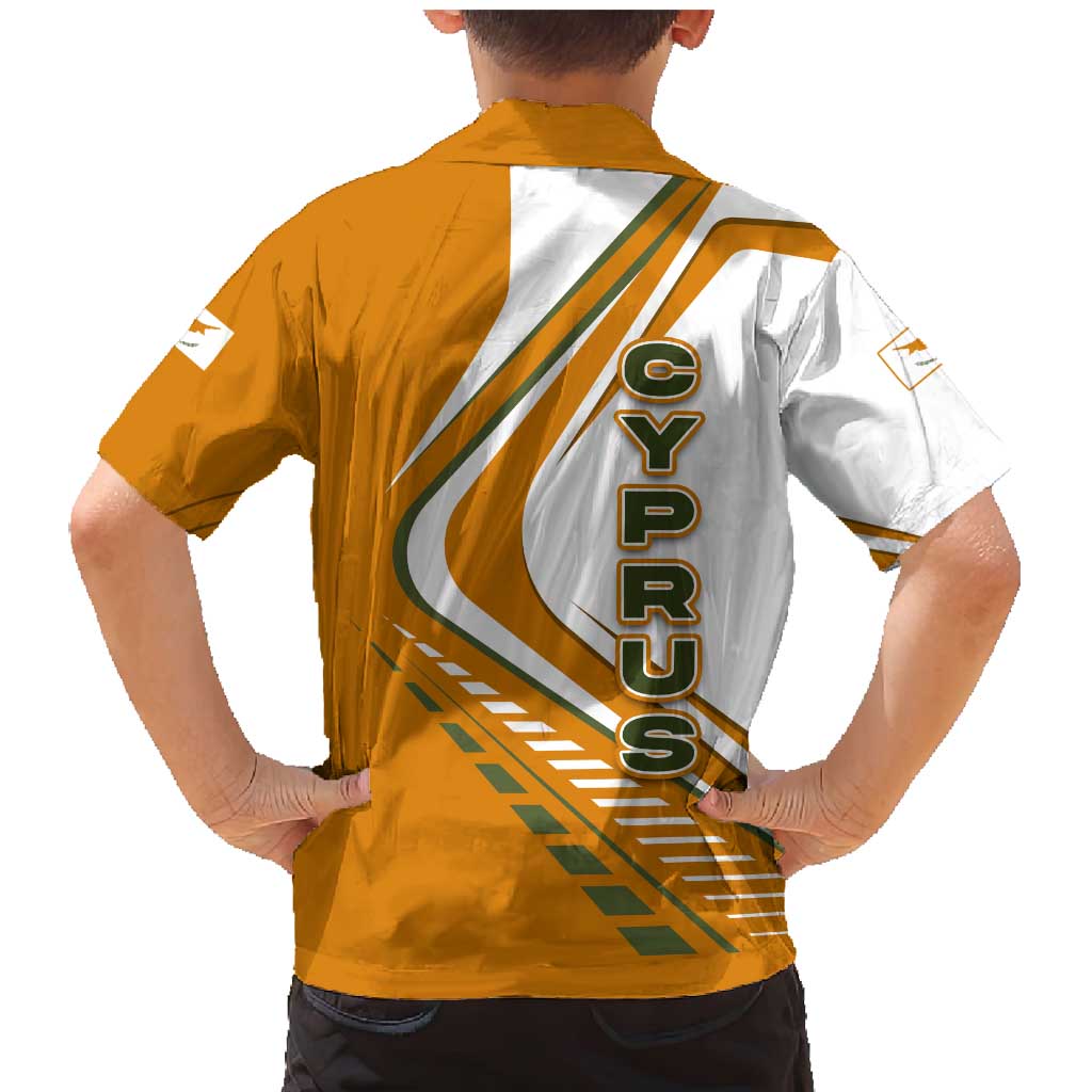 Cyprus Family Matching Mermaid Dress and Hawaiian Shirt with Orange White Abstract Streak Design and Flag Emblem - Wonder Print Shop