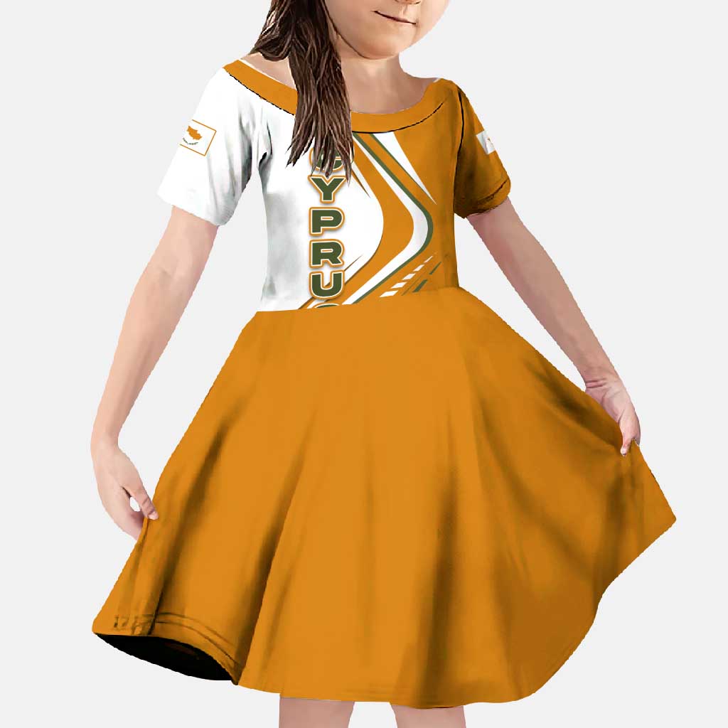 Cyprus Family Matching Mermaid Dress and Hawaiian Shirt with Orange White Abstract Streak Design and Flag Emblem - Wonder Print Shop