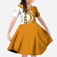 Cyprus Family Matching Mermaid Dress and Hawaiian Shirt with Orange White Abstract Streak Design and Flag Emblem - Wonder Print Shop