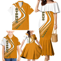 Cyprus Family Matching Mermaid Dress and Hawaiian Shirt with Orange White Abstract Streak Design and Flag Emblem - Wonder Print Shop