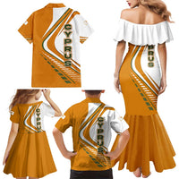 Cyprus Family Matching Mermaid Dress and Hawaiian Shirt with Orange White Abstract Streak Design and Flag Emblem - Wonder Print Shop