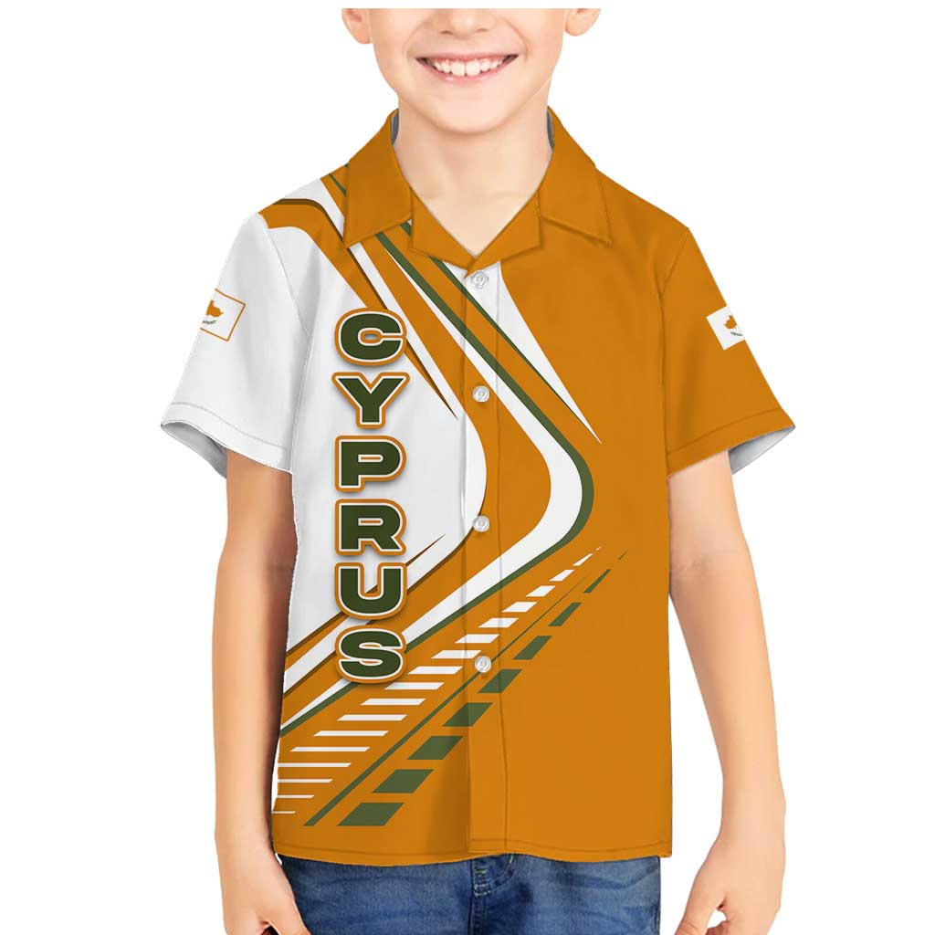 Cyprus Family Matching Mermaid Dress and Hawaiian Shirt with Orange White Abstract Streak Design and Flag Emblem - Wonder Print Shop