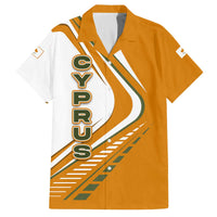 Cyprus Family Matching Off The Shoulder Long Sleeve Dress and Hawaiian Shirt with Orange White Abstract Streak Design and Flag Emblem - Wonder Print Shop