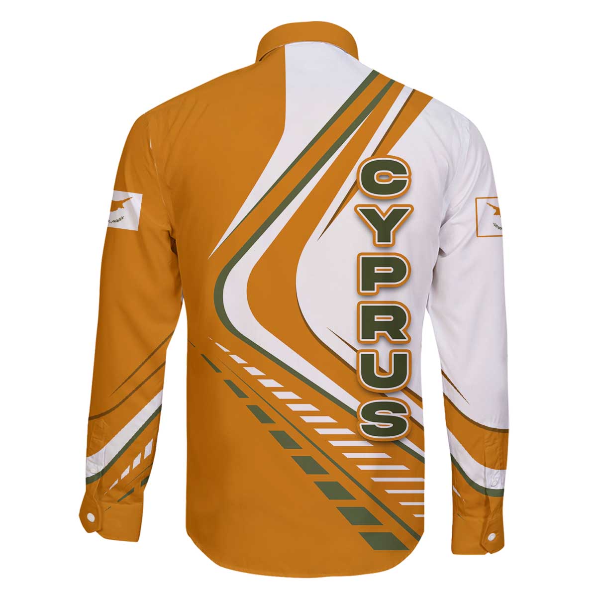 Cyprus Family Matching Off The Shoulder Long Sleeve Dress and Hawaiian Shirt with Orange White Abstract Streak Design and Flag Emblem - Wonder Print Shop