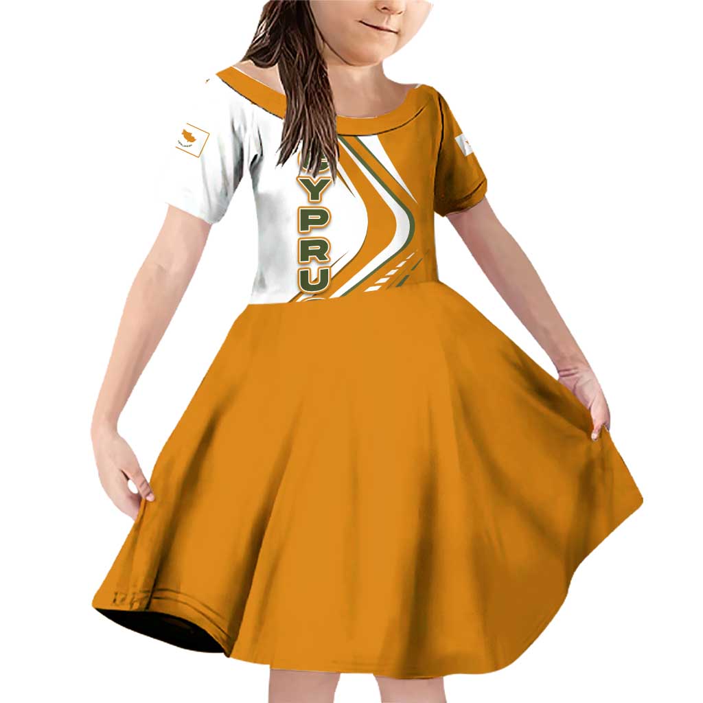 Cyprus Family Matching Off Shoulder Short Dress and Hawaiian Shirt with Orange White Abstract Streak Design and Flag Emblem - Wonder Print Shop