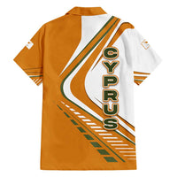 Cyprus Family Matching Off Shoulder Short Dress and Hawaiian Shirt with Orange White Abstract Streak Design and Flag Emblem - Wonder Print Shop