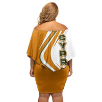 Cyprus Family Matching Off Shoulder Short Dress and Hawaiian Shirt with Orange White Abstract Streak Design and Flag Emblem - Wonder Print Shop