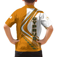 Cyprus Family Matching Short Sleeve Bodycon Dress and Hawaiian Shirt with Orange White Abstract Streak Design and Flag Emblem - Wonder Print Shop