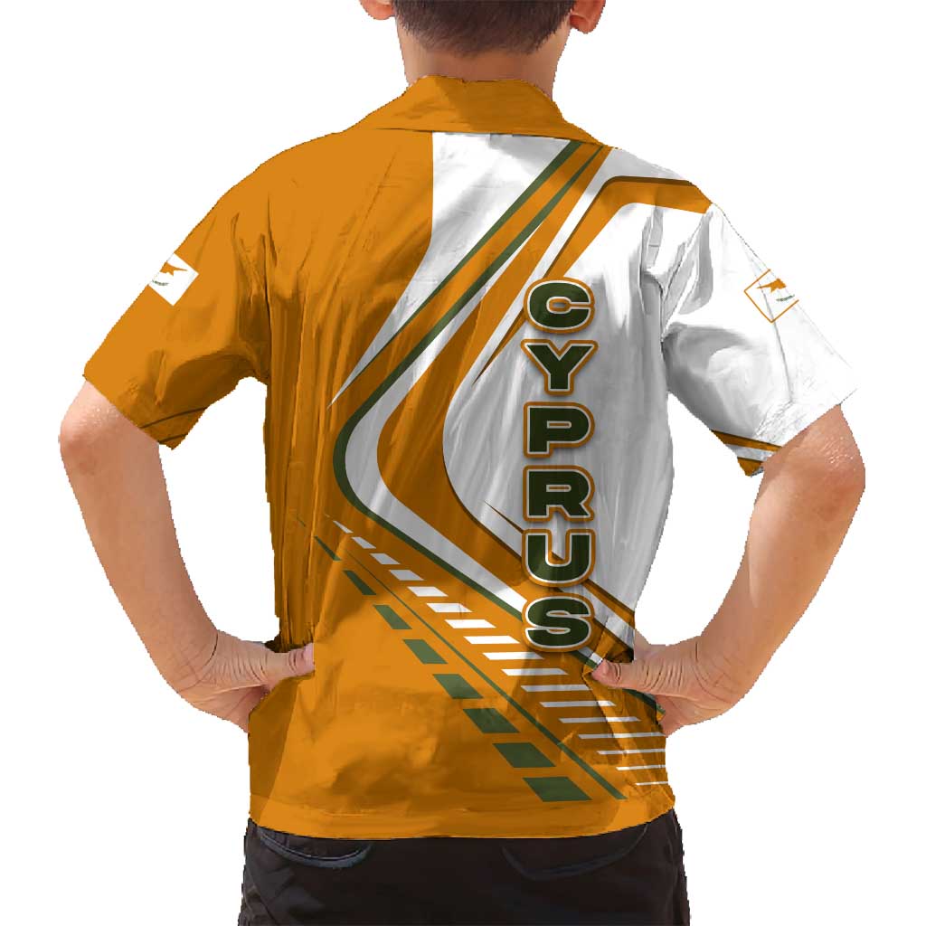 Cyprus Family Matching Summer Maxi Dress and Hawaiian Shirt with Orange White Abstract Streak Design and Flag Emblem - Wonder Print Shop