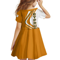 Cyprus Family Matching Summer Maxi Dress and Hawaiian Shirt with Orange White Abstract Streak Design and Flag Emblem - Wonder Print Shop