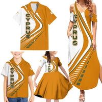 Cyprus Family Matching Summer Maxi Dress and Hawaiian Shirt with Orange White Abstract Streak Design and Flag Emblem - Wonder Print Shop