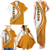 Cyprus Family Matching Tank Maxi Dress and Hawaiian Shirt with Orange White Abstract Streak Design and Flag Emblem - Wonder Print Shop