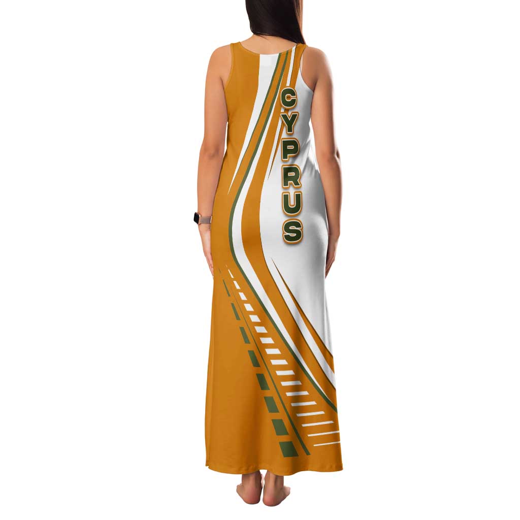 Cyprus Family Matching Tank Maxi Dress and Hawaiian Shirt with Orange White Abstract Streak Design and Flag Emblem - Wonder Print Shop