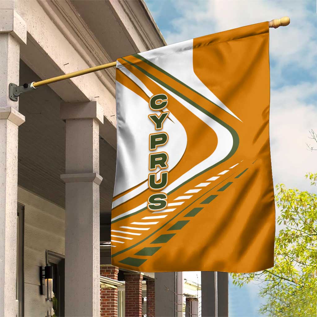 Cyprus Garden Flag with Orange White Abstract Streak Design and Flag Emblem - Wonder Print Shop
