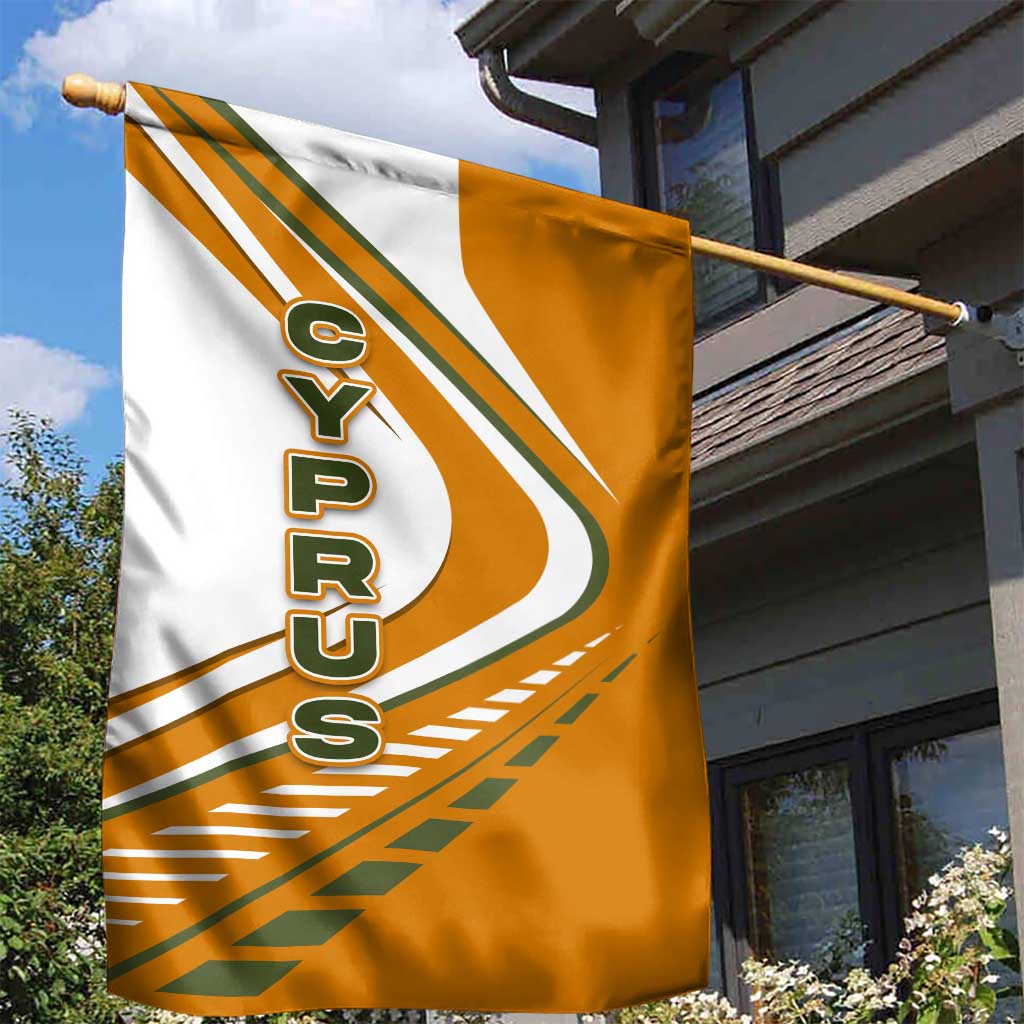 Cyprus Garden Flag with Orange White Abstract Streak Design and Flag Emblem - Wonder Print Shop