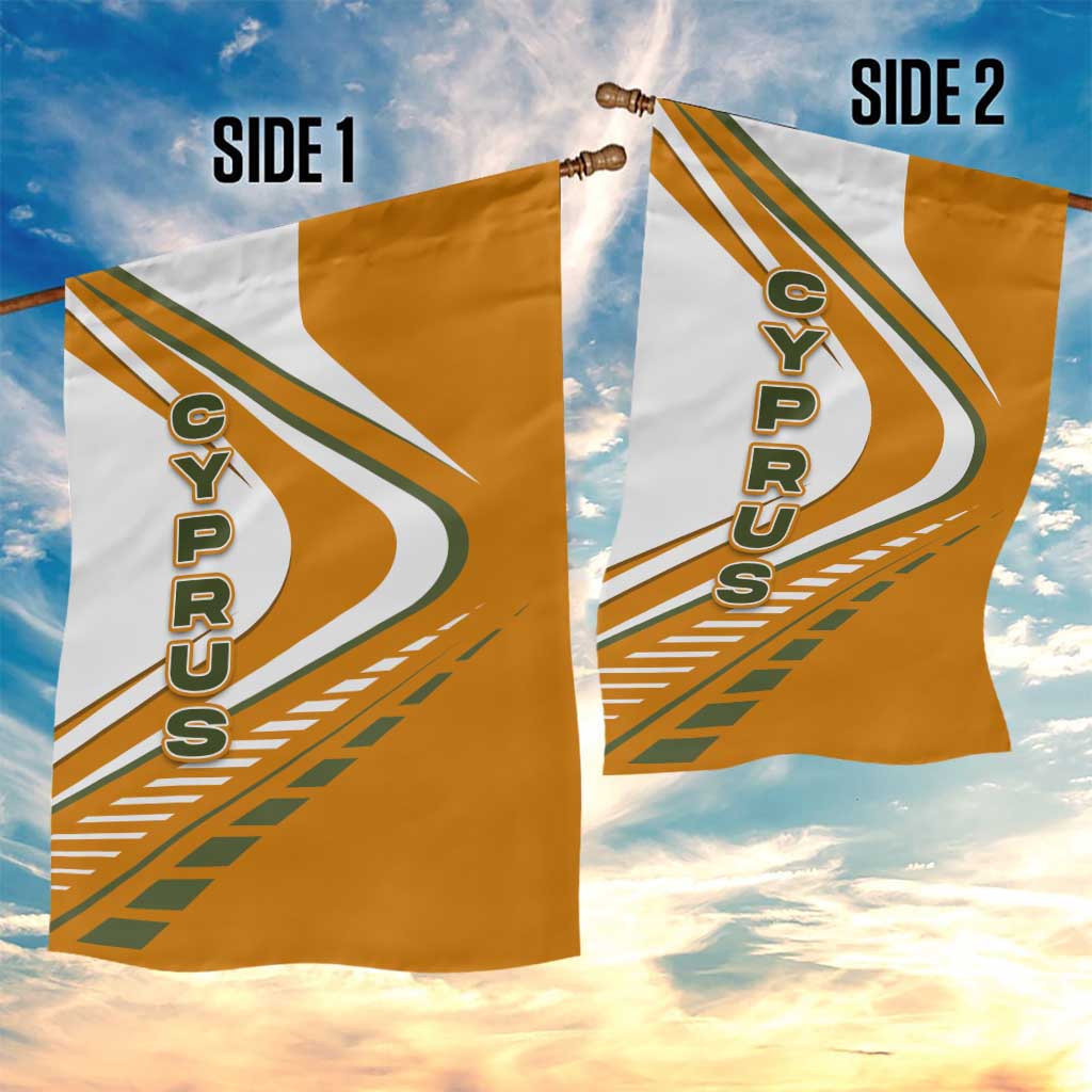 Cyprus Garden Flag with Orange White Abstract Streak Design and Flag Emblem - Wonder Print Shop