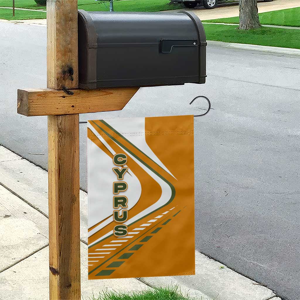 Cyprus Garden Flag with Orange White Abstract Streak Design and Flag Emblem - Wonder Print Shop