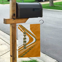 Cyprus Garden Flag with Orange White Abstract Streak Design and Flag Emblem - Wonder Print Shop