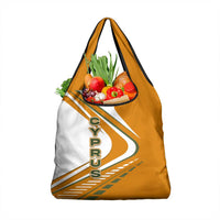 Cyprus Grocery Bag with Orange White Abstract Streak Design and Flag Emblem - Wonder Print Shop