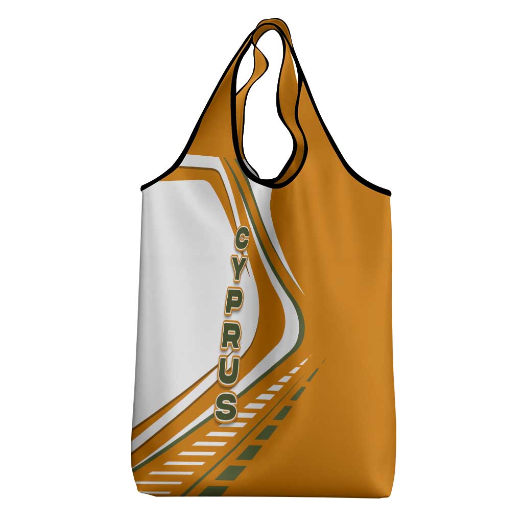 Cyprus Grocery Bag with Orange White Abstract Streak Design and Flag Emblem - Wonder Print Shop