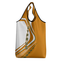Cyprus Grocery Bag with Orange White Abstract Streak Design and Flag Emblem - Wonder Print Shop