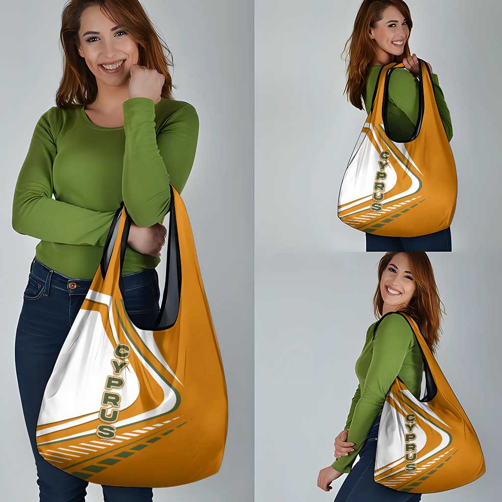 Cyprus Grocery Bag with Orange White Abstract Streak Design and Flag Emblem - Wonder Print Shop