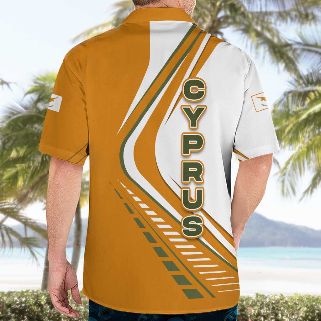 Cyprus Hawaiian Shirt with Orange White Abstract Streak Design and Flag Emblem - Wonder Print Shop