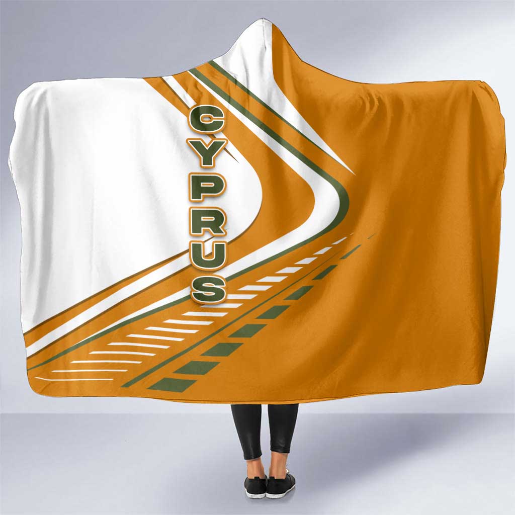 Cyprus Hooded Blanket with Orange White Abstract Streak Design and Flag Emblem - Wonder Print Shop