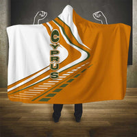 Cyprus Hooded Blanket with Orange White Abstract Streak Design and Flag Emblem - Wonder Print Shop