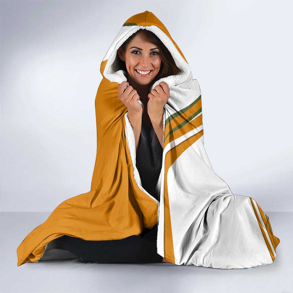 Cyprus Hooded Blanket with Orange White Abstract Streak Design and Flag Emblem - Wonder Print Shop