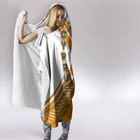 Cyprus Hooded Blanket with Orange White Abstract Streak Design and Flag Emblem - Wonder Print Shop