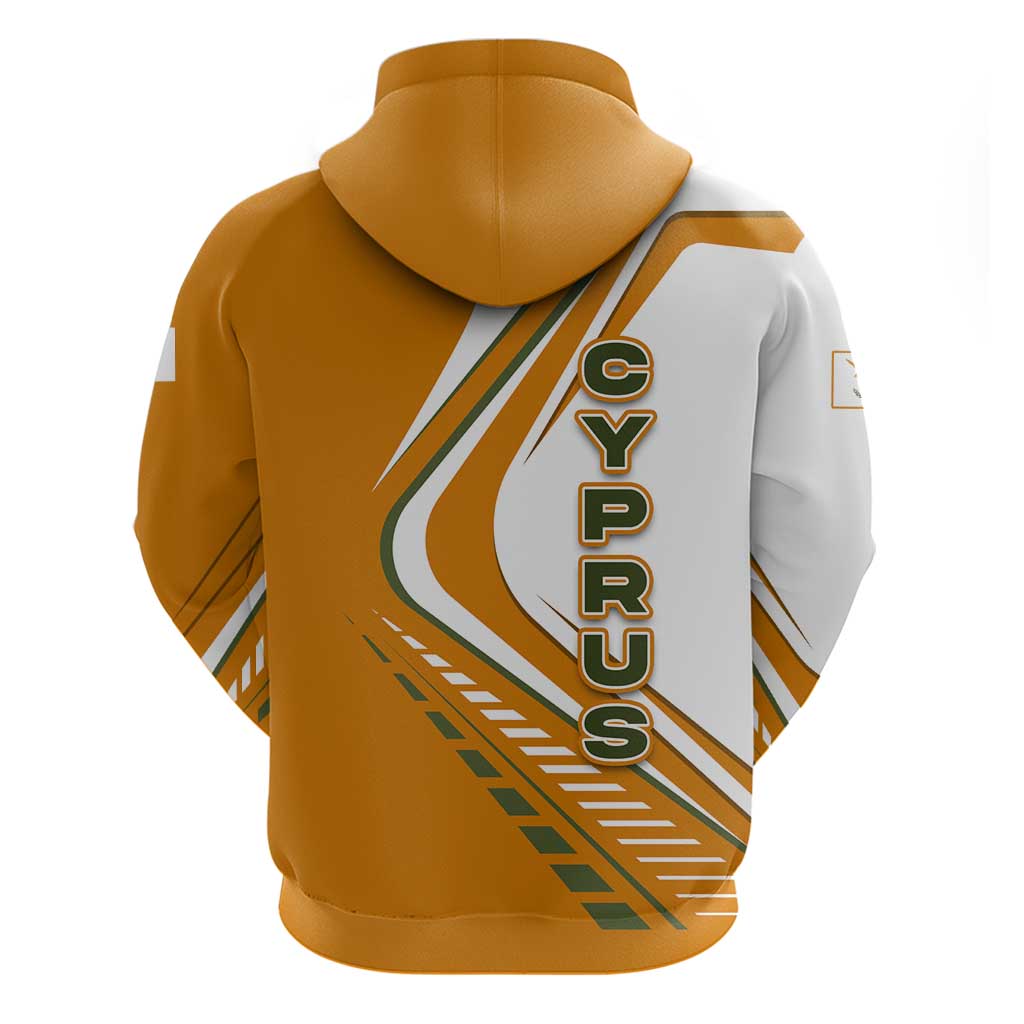 Cyprus Hoodie with Orange White Abstract Streak Design and Flag Emblem - Wonder Print Shop