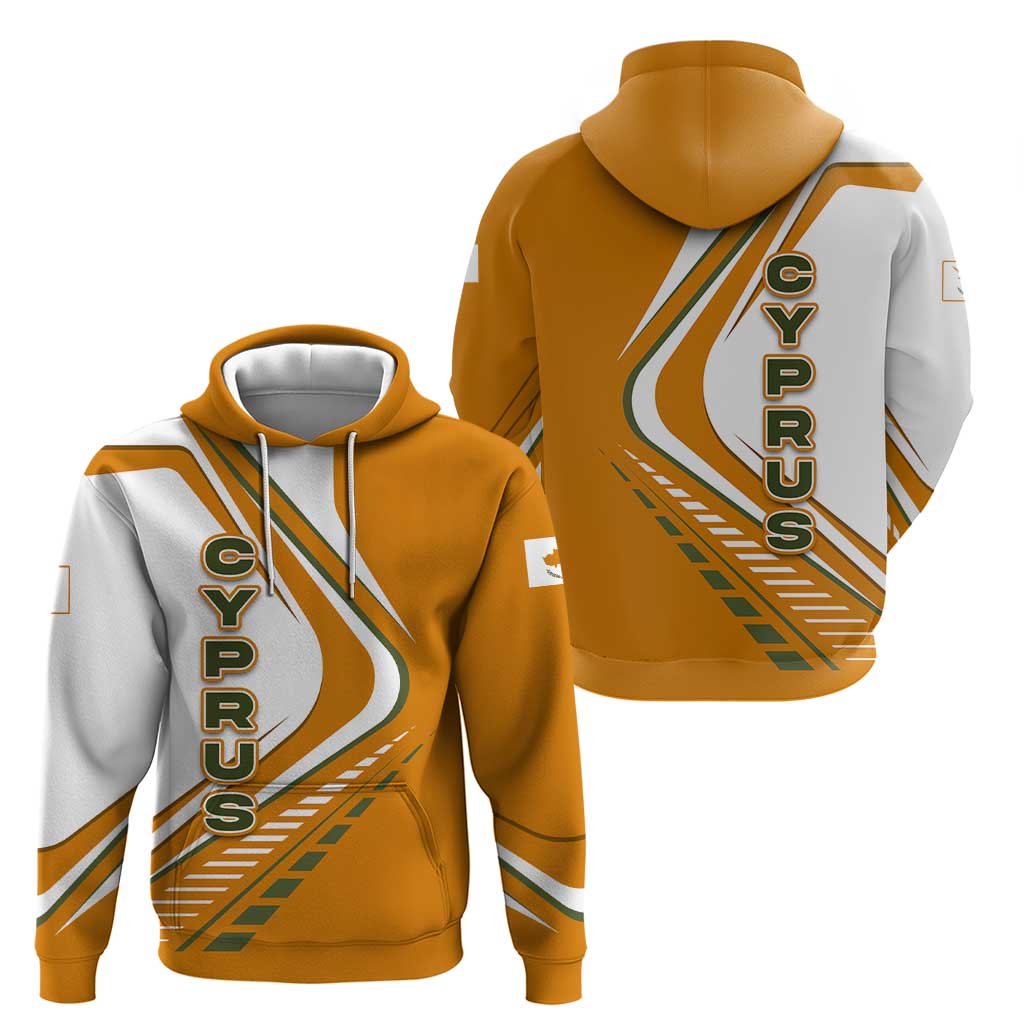 Cyprus Hoodie with Orange White Abstract Streak Design and Flag Emblem - Wonder Print Shop