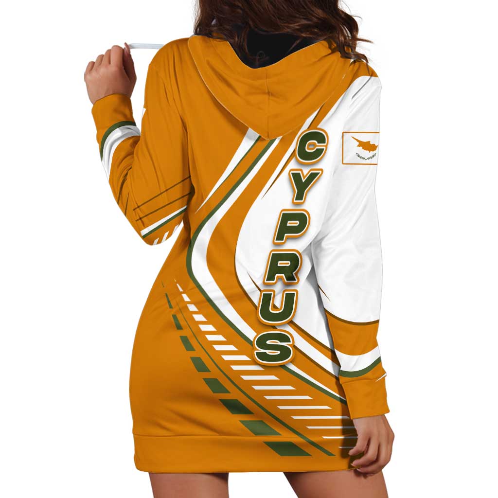 Cyprus Hoodie Dress with Orange White Abstract Streak Design and Flag Emblem - Wonder Print Shop