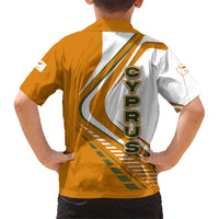 Cyprus Kid Hawaiian Shirt with Orange White Abstract Streak Design and Flag Emblem - Wonder Print Shop