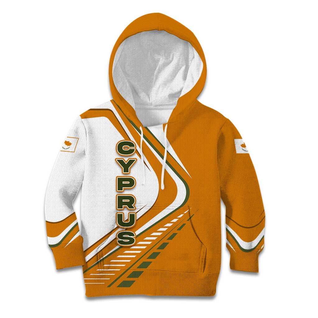 Cyprus Kid Hoodie with Orange White Abstract Streak Design and Flag Emblem - Wonder Print Shop