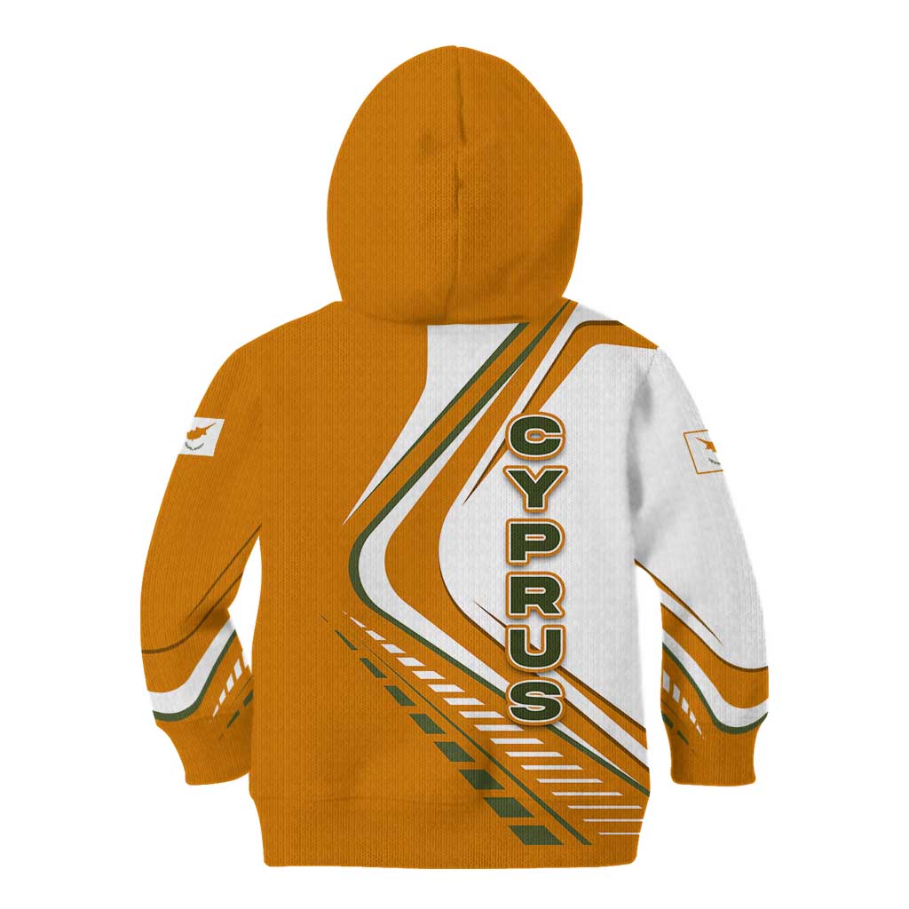 Cyprus Kid Hoodie with Orange White Abstract Streak Design and Flag Emblem - Wonder Print Shop