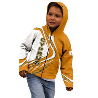 Cyprus Kid Hoodie with Orange White Abstract Streak Design and Flag Emblem - Wonder Print Shop