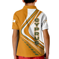 Cyprus Kid Polo Shirt with Orange White Abstract Streak Design and Flag Emblem - Wonder Print Shop