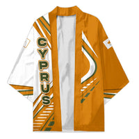 Cyprus Kimono with Orange White Abstract Streak Design and Flag Emblem - Wonder Print Shop