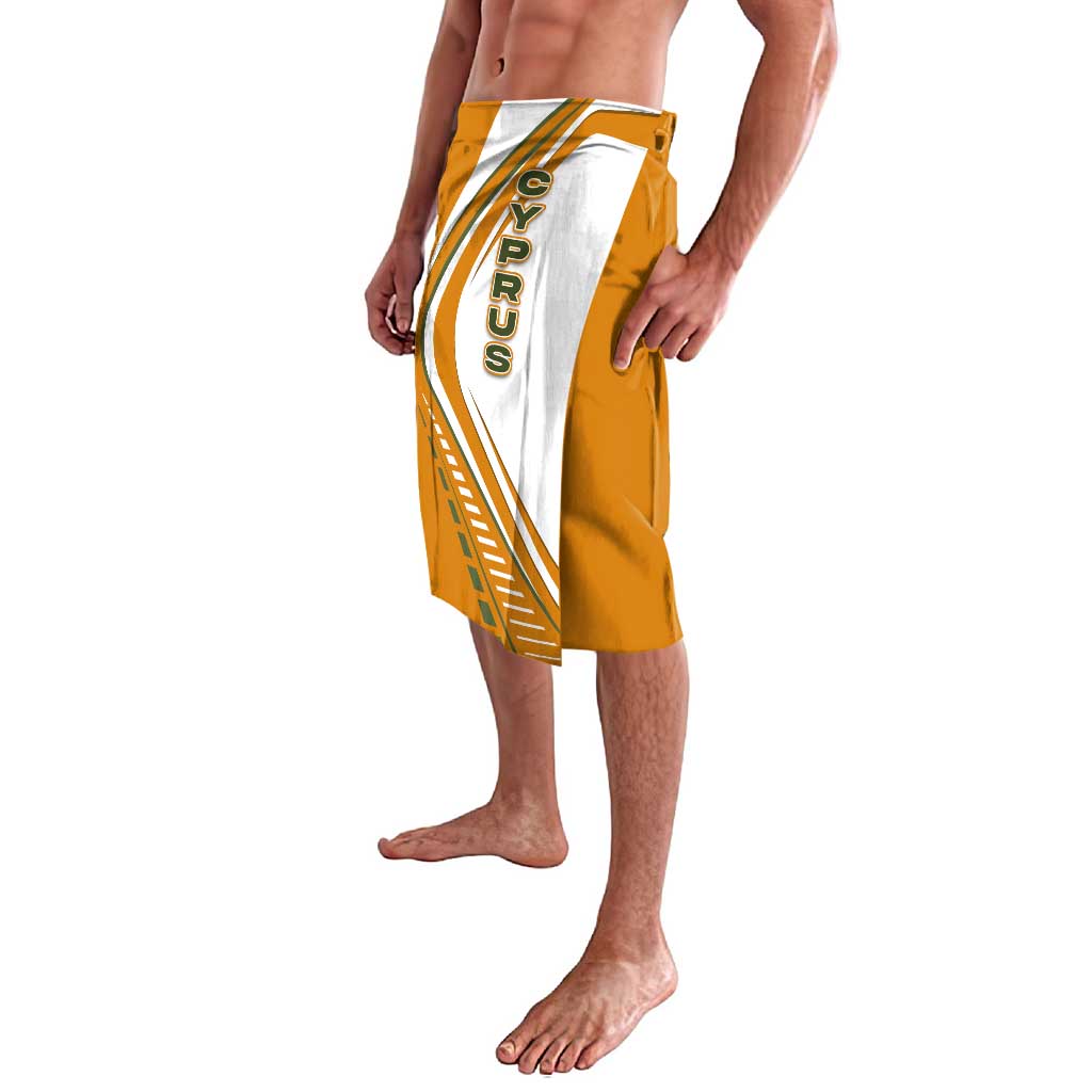Cyprus Lavalava with Orange White Abstract Streak Design and Flag Emblem - Wonder Print Shop