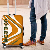 Cyprus Luggage Cover with Orange White Abstract Streak Design and Flag Emblem - Wonder Print Shop
